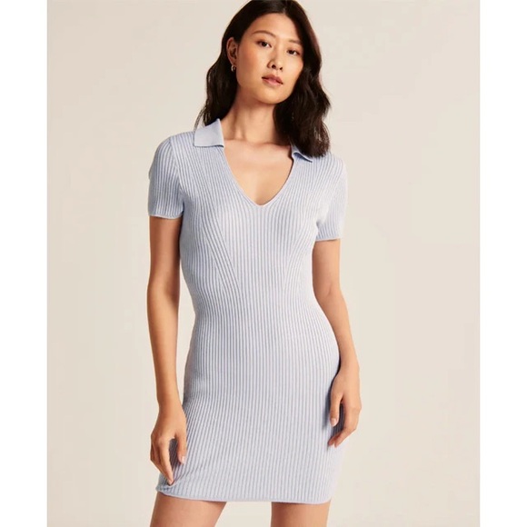 Abercrombie & Fitch Dresses & Skirts - NWT Abercrombie & Fitch Polo Elevated Knit Mini Light Blue Dress
